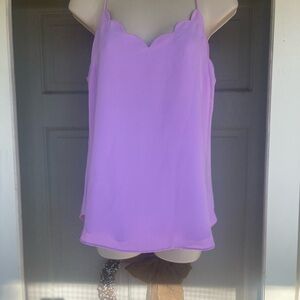 J. Crew Lilac Scalloped Neck Spaghetti Strap Cami Top lined Womens size Medium